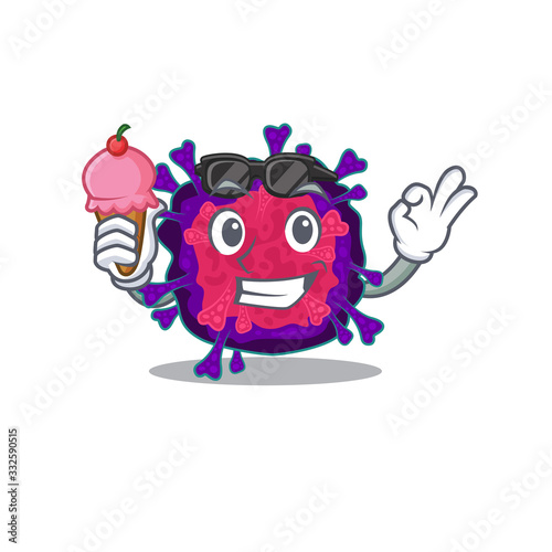 cartoon character of nyctacovirus holding an ice cream © kongvector