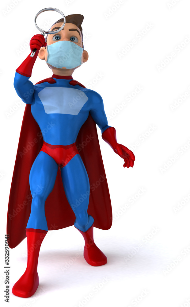 3D illustration of a cartoon character with a mask