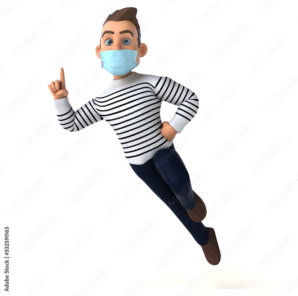 3D illustration of a cartoon character with a mask 3D illustration of a cartoon character with a mask
