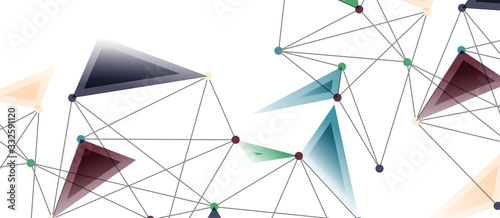Line points connections, triangular technology design. Abstract geometric background