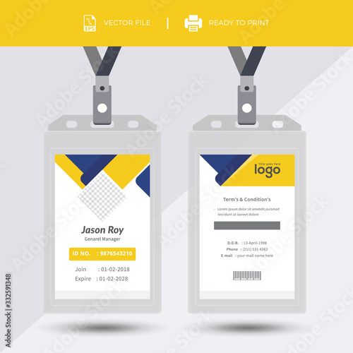 Modern & Creative ID Card Design Template. Identity badge With Photo Placeholder.