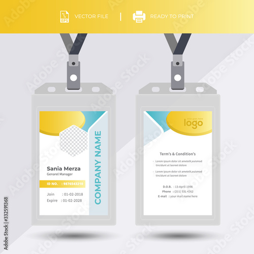 Modern & Creative ID Card Design Template. Identity badge With Photo Placeholder.