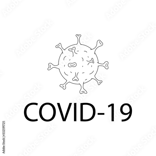 Virus molecule, schematic image. Coronavirus / CoV 2019 /. Black and white silhouette