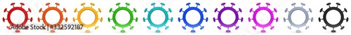 Corona virus Covid-19 Sars-Cov-2 red orange yellow green blue purple silver black sign symbols icons 3d rendering