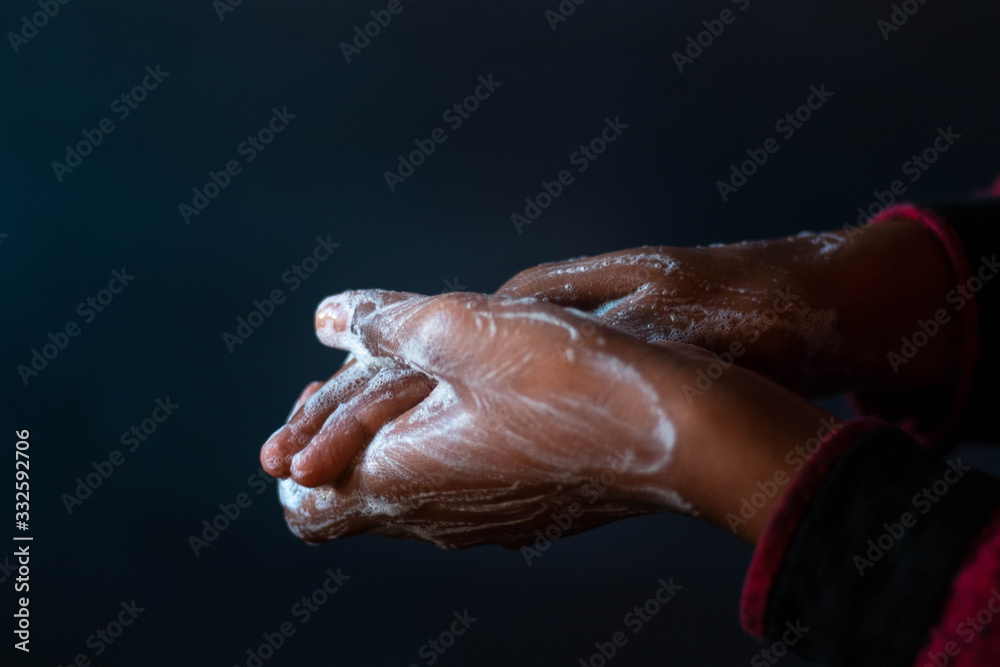 Fototapeta premium Wshing handing indian for preventing infectious diseases