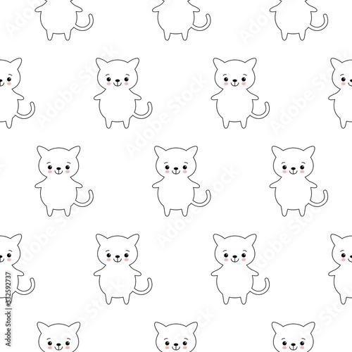 Seamless pattern with cute Kittens. Cartoon animals background. Ideal for fabric, wallpaper, wrapping paper, textile, bedding, t-shirt print.