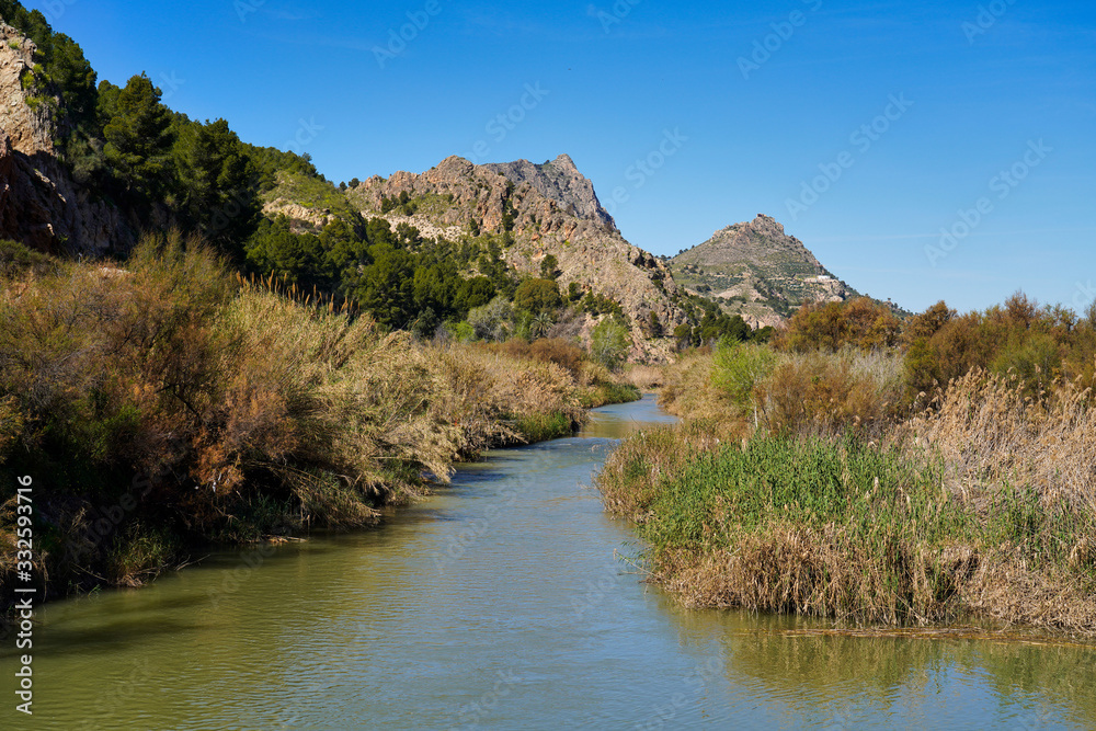 River rio seguro in Abaran in valley ricote, Murcia region, Spain