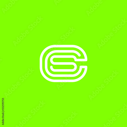 Abstract vector graphic illustration of three letters C, C and S in the form of a smooth endless line