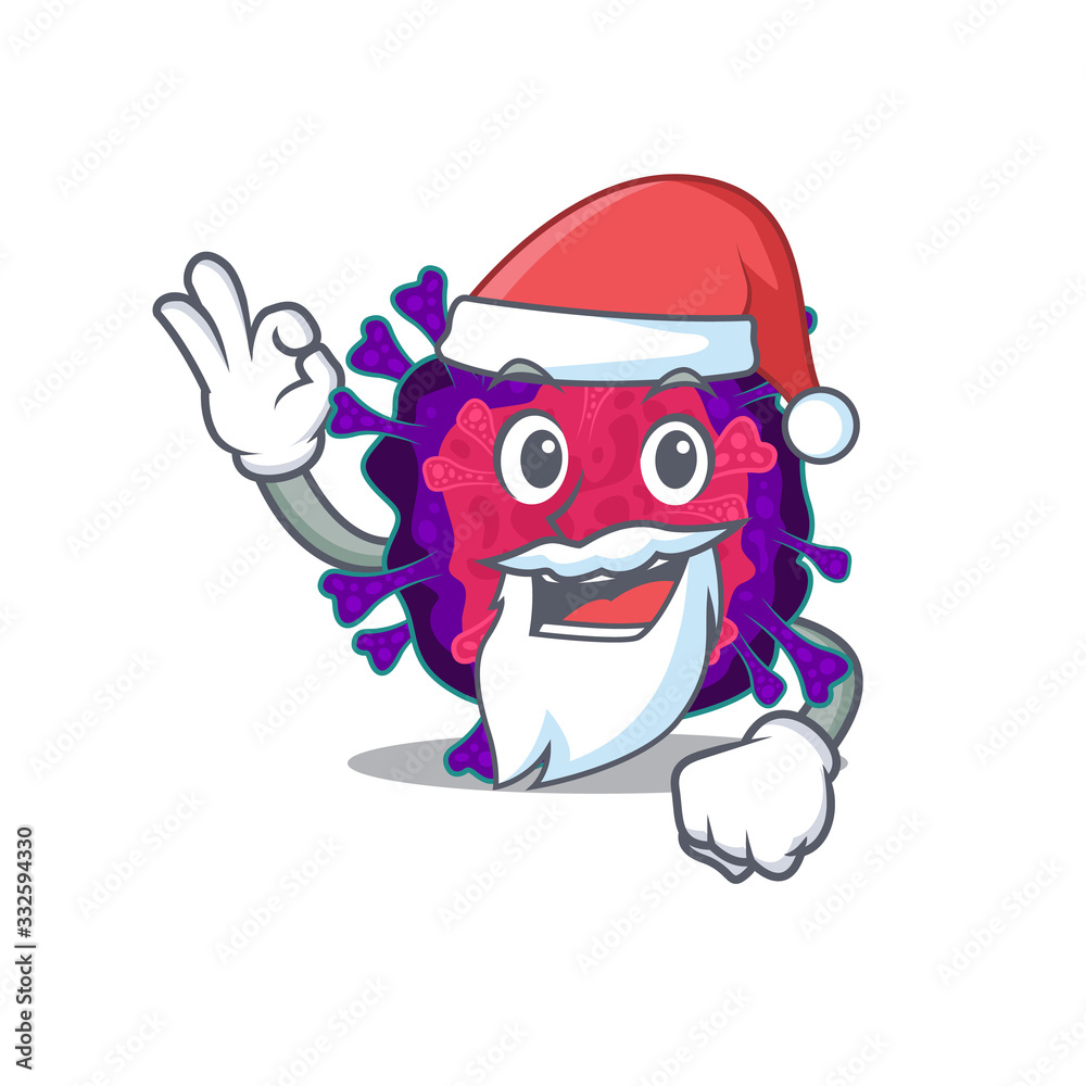 Nyctacovirus in Santa cartoon character design showing ok finger