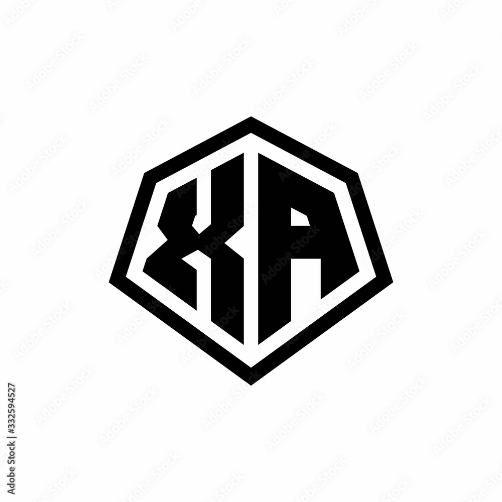 XA monogram logo with hexagon shape and line rounded style design template XA monogram logo with hexagon shape and line rounded style design template
