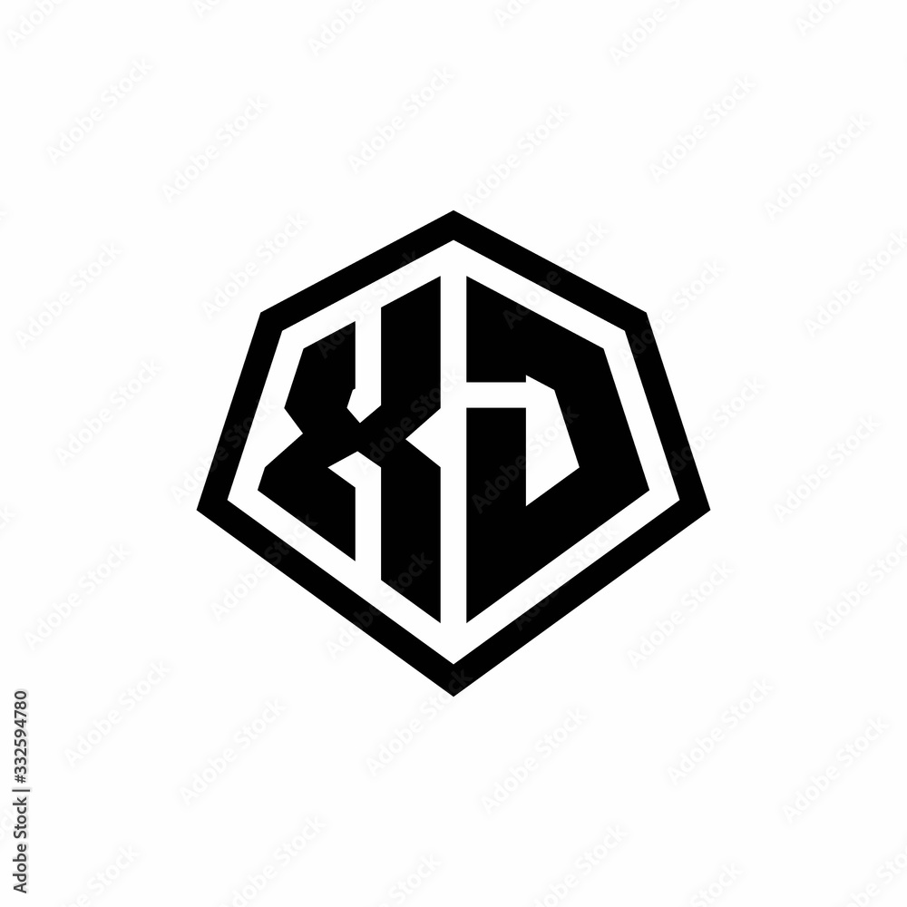 XJ monogram logo with hexagon shape and line rounded style design template