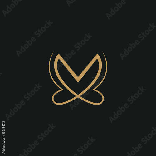 abstract vector graphic illustration of the letter V symbolizing meditation