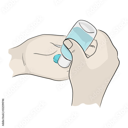 hands using alcohol hand sanitizer alcohol gel dispenser to protect Covid-19 virus or coronavirus vector illustration sketch doodle hand drawn isolated on white background