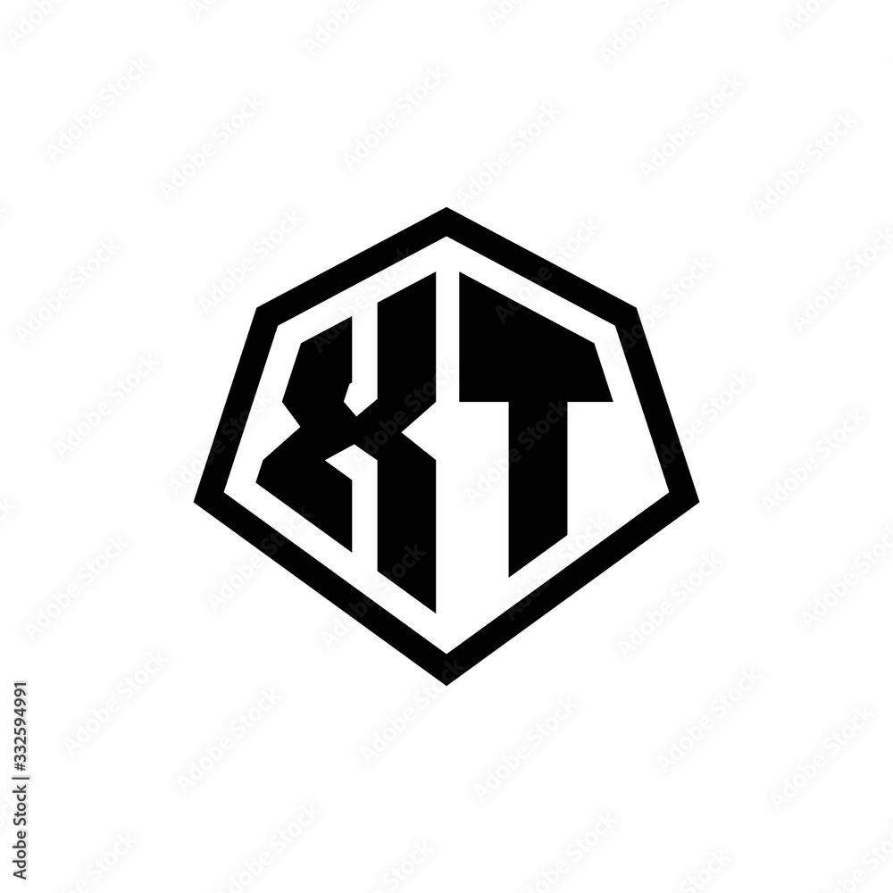 XT monogram logo with hexagon shape and line rounded style design template XT monogram logo with hexagon shape and line rounded style design template