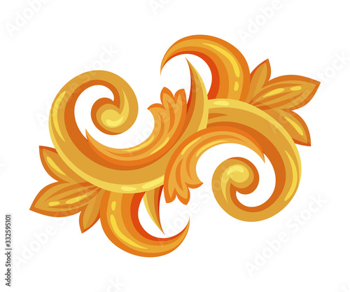 Golden Decorative Monogram or Scroll Isolated on White Background Vector Illustration