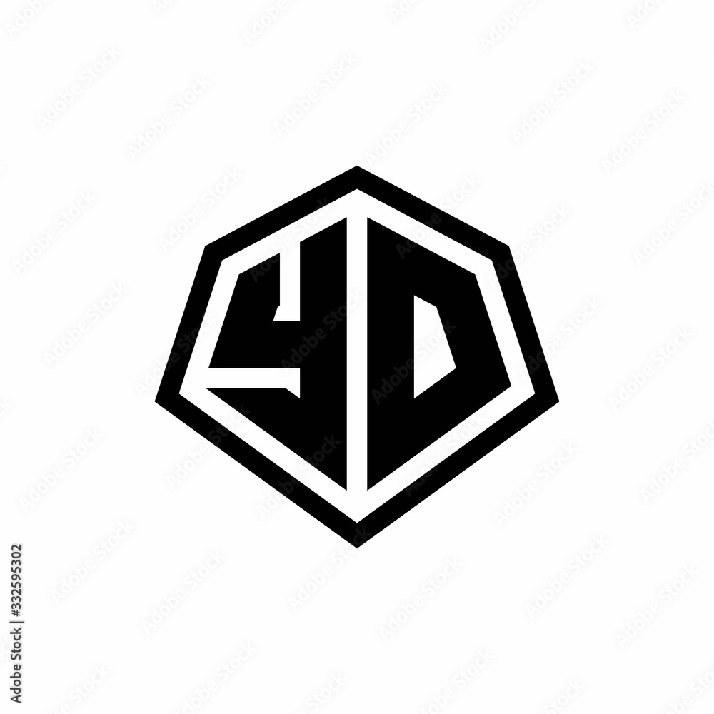 YD monogram logo with hexagon shape and line rounded style design template YD monogram logo with hexagon shape and line rounded style design template