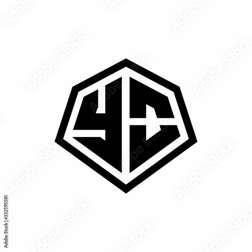 YO monogram logo with hexagon shape and line rounded style design template