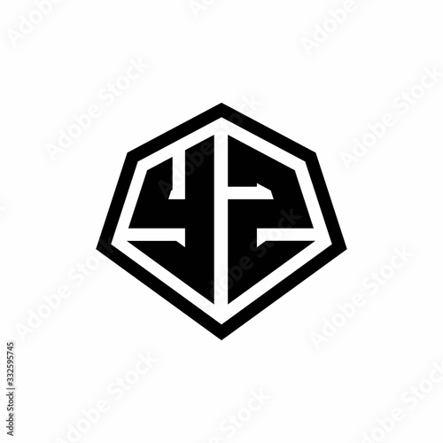 Free Download YZ monogram logo with hexagon shape and line rounded style design template - GFXLoad