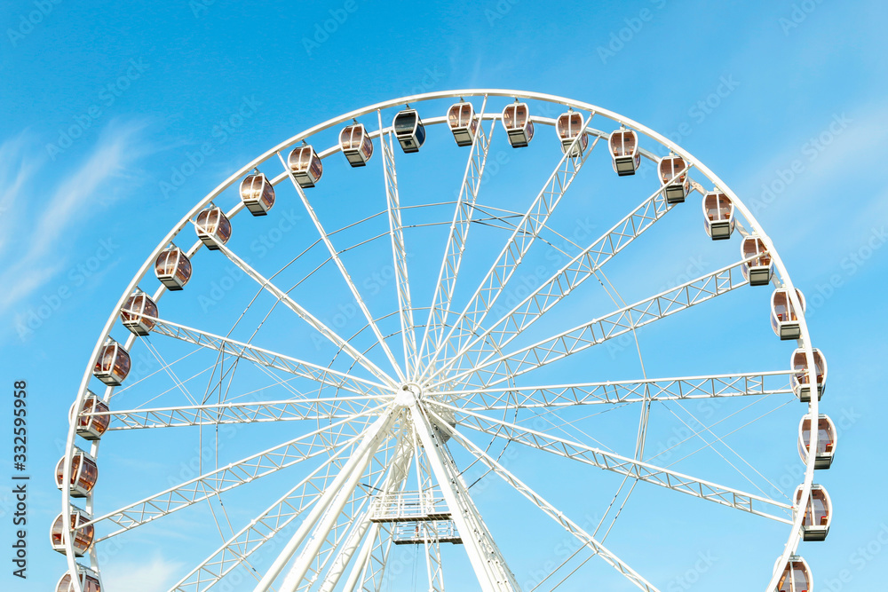 KRAKOW, POLAND - MARCH 09, 2020: Ferris wheel at the amusement park