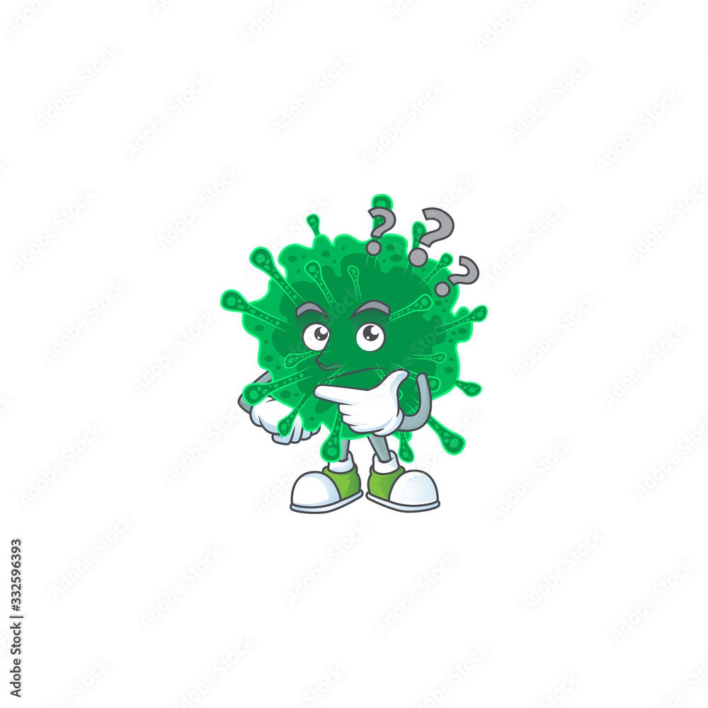 Cute coronavirus pneumonia cartoon character using a microphone Cute coronavirus pneumonia cartoon character using a microphone