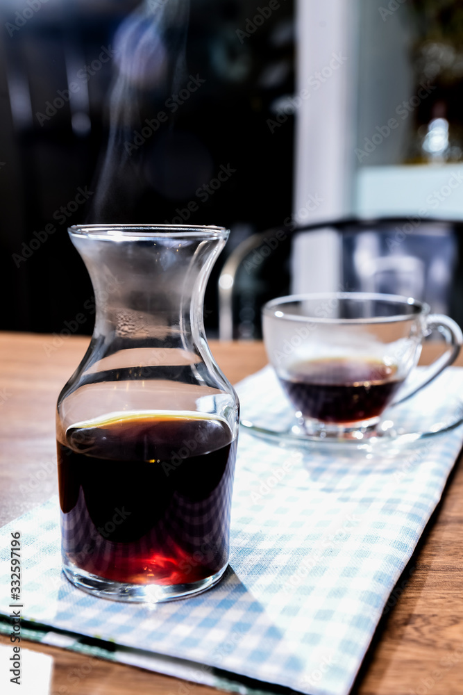 Bottle Of Coffee On The Checks Table Mat Bottle Of Coffee On The Checks Table Mat