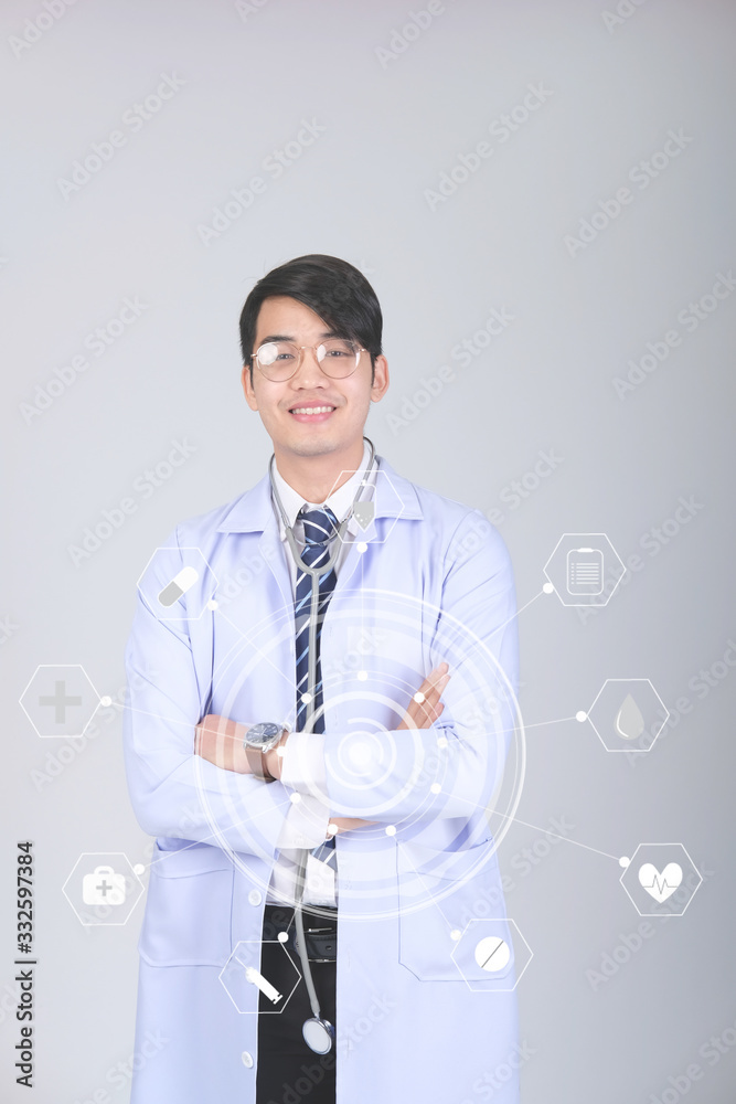 doctor physician practitioner with stethoscope on white background. medical healthcare concept doctor physician practitioner with stethoscope on white background. medical healthcare concept