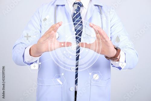 doctor physician practitioner with stethoscope on white background. medical healthcare concept