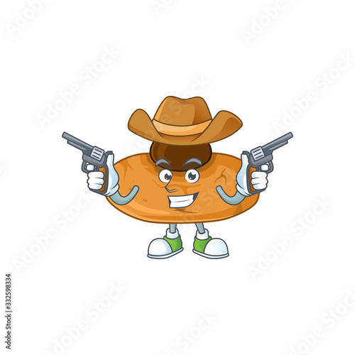 Cool cowboy cartoon design of kiss cookies holding guns