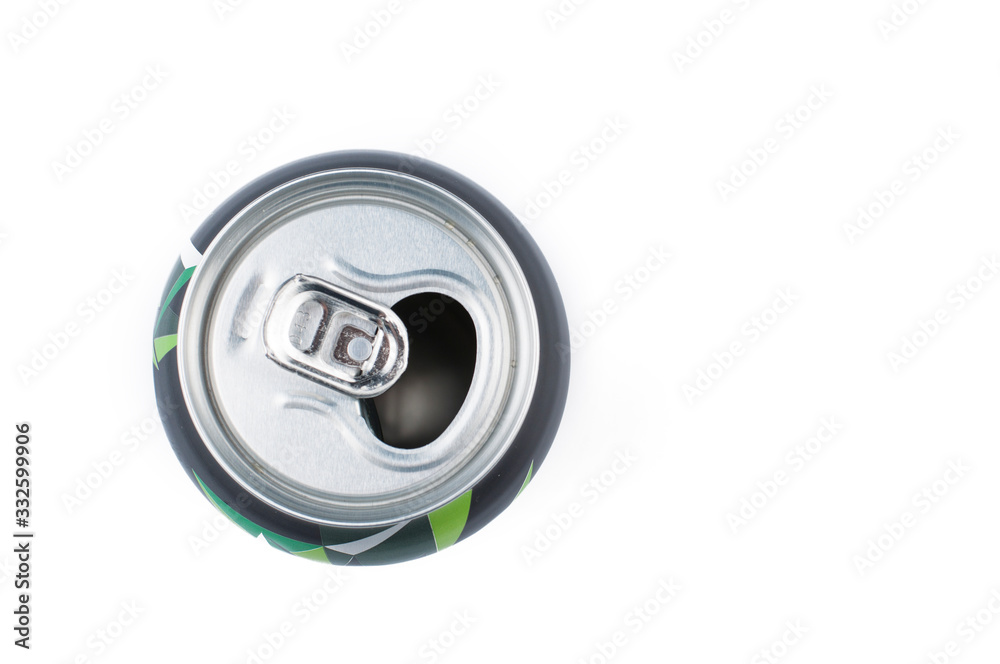Aluminum can in silver isolated on white background.Copy space Aluminum can in silver isolated on white background.Copy space