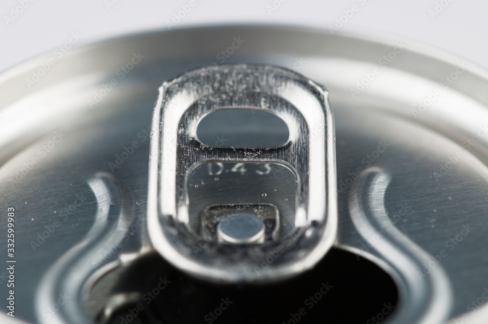 Aluminum can in silver isolated on white background.Copy space Aluminum can in silver isolated on white background.Copy space