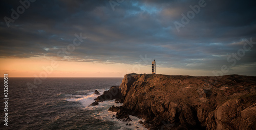 Meiras lighthouse at sunset in galicia
