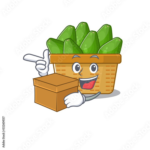 avocado fruit basket cartoon design style having a box