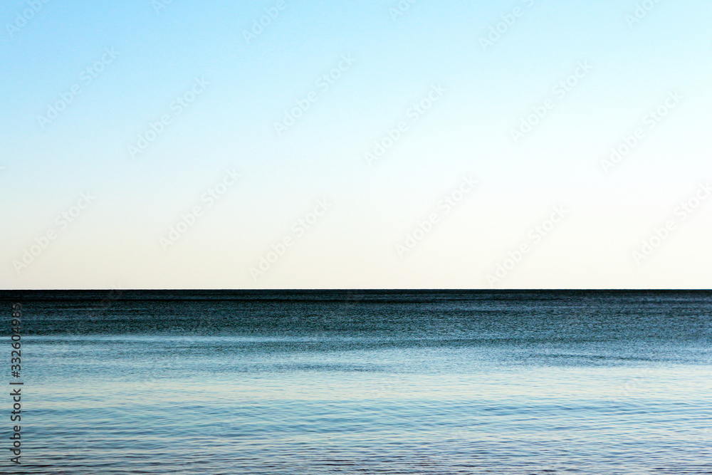 Clean beautiful seascape. Ocean horizon. Nautical background