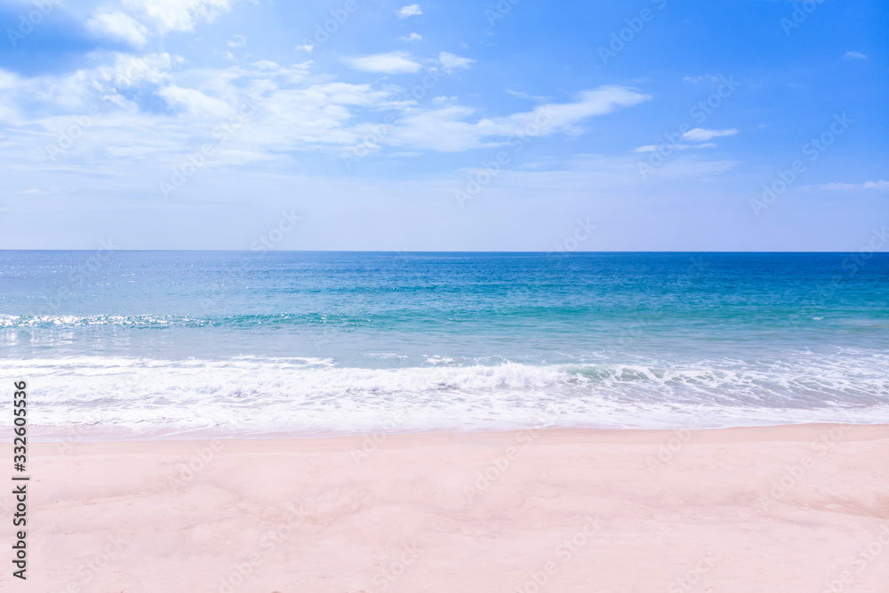 Calm Sea and Blue Sky Background.Thai Mueang Beach The longest beach in Thailand