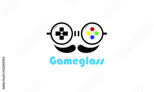 combination of glasses with game control. game and logo glasses.