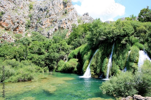 small lake and waterfall on the Krupa river, Croatia