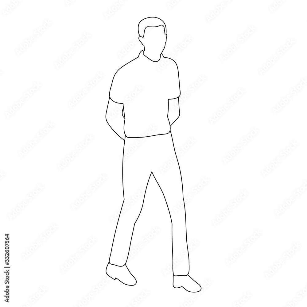 isolated, contour, sketch male businessman