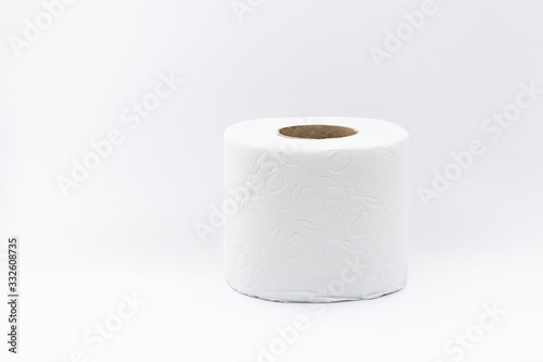 Roll of toilet paper with side texture on a white background