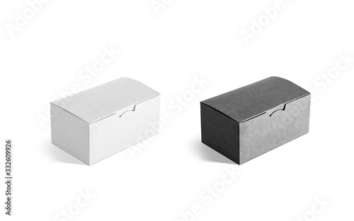 Quadro em tela Blank black and white closed craft box mock up, isolated