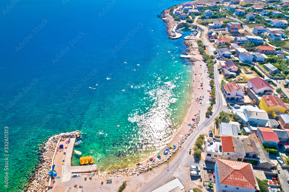 Razanac. Historic town of Razanac beach and waterfront aerial view