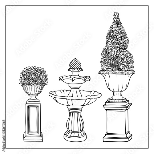 Topiary tree antique vase garden fountain 
