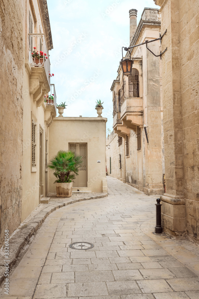 Typical narroTypical narrow street in former capital of Malta - Mdina