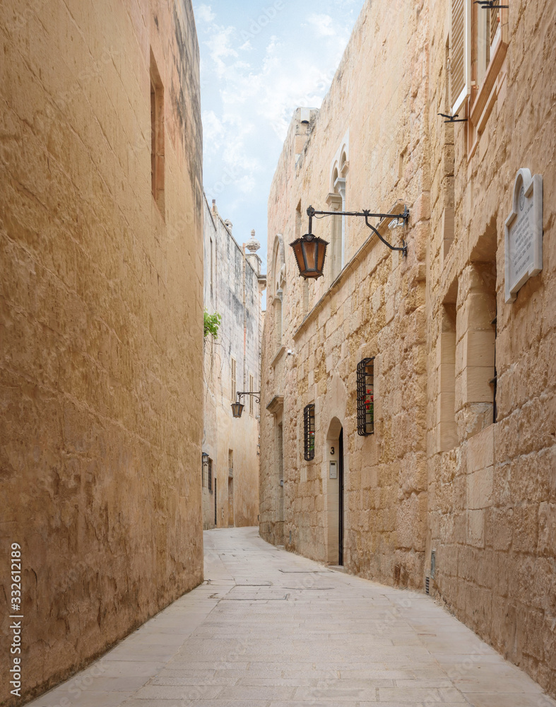 Narrow street of a former capital of Malta - Mdina