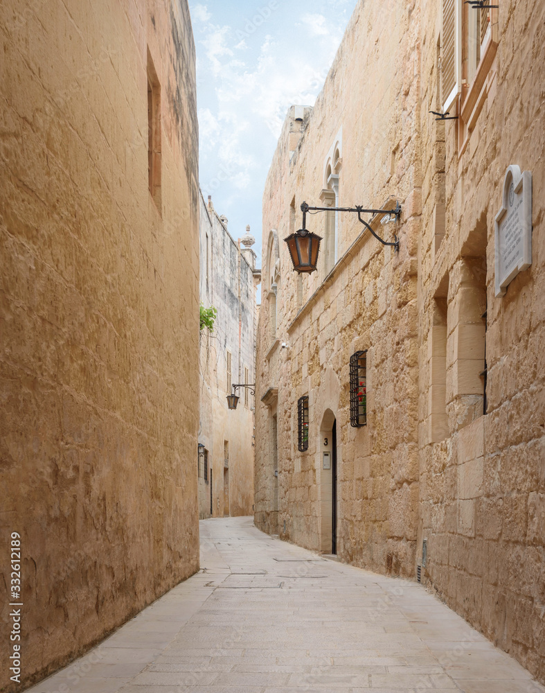 Obraz premium Narrow street of a former capital of Malta - Mdina