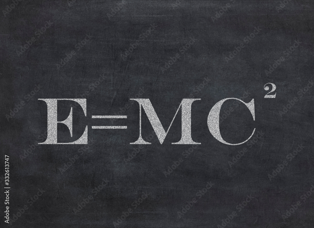 Obraz premium Einstein equation written on a blackboard