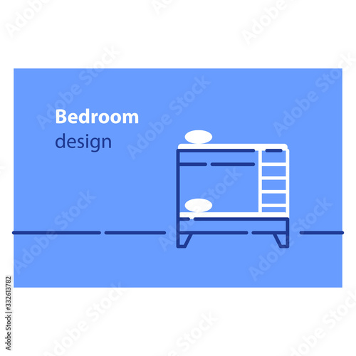 Home furniture concept, interior design and decoration, bedroom with bunk bed