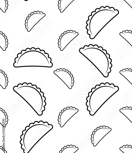Dumpling Icon Seamless Pattern, Food Icon, Steamed Starchy Ball Of Dough
