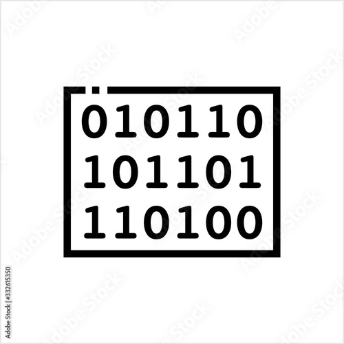 Binary Code Icon, Base 2, Two Digit 1, 0 Numeric System Computer Processor Instruction, Data System, True False Boolean Logic