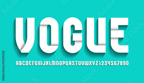 Vogue white font, modern fashion alphabet, trendy letters and numbers, for your design, vector illustration 10EPS