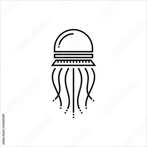 Jellyfish Icon, Sea Jellies Icon, Umbrella Shaped Bells And Trailing Tentacles